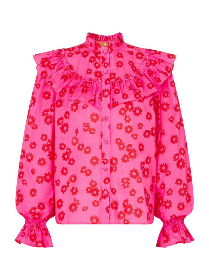 Raya Pink Daisy Print Cotton Voile Top by KITRI Studio