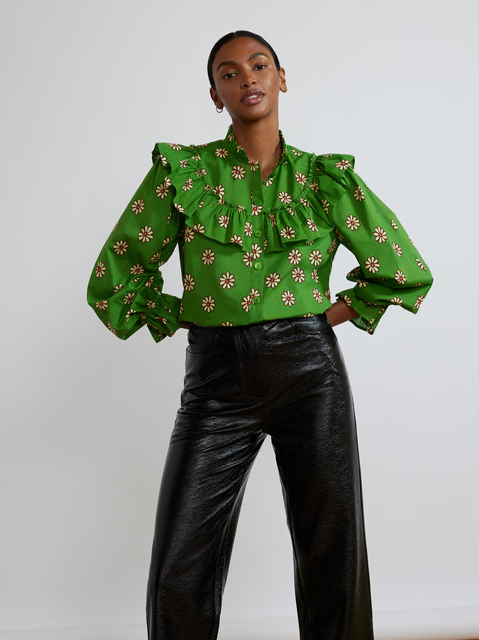 Raya Retro Floral Cotton Voile Shirt by KITRI Studio