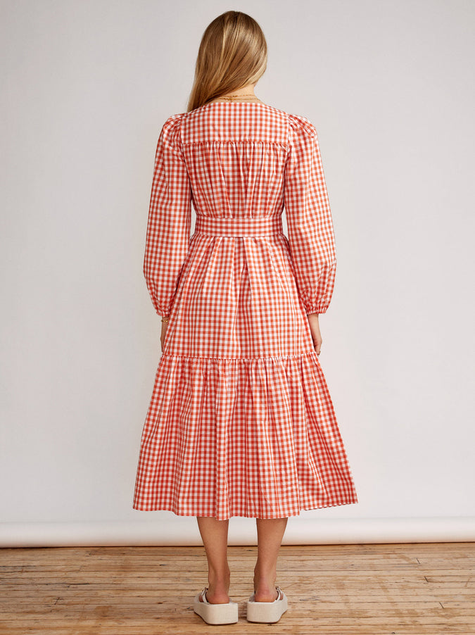 Regina Orange Gingham Midi Dress by KITRI Studio