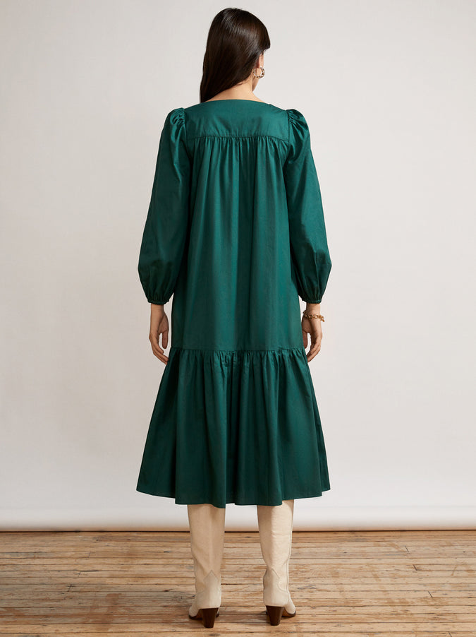Regina Pine Green Cotton Dress by KITRI Studio
