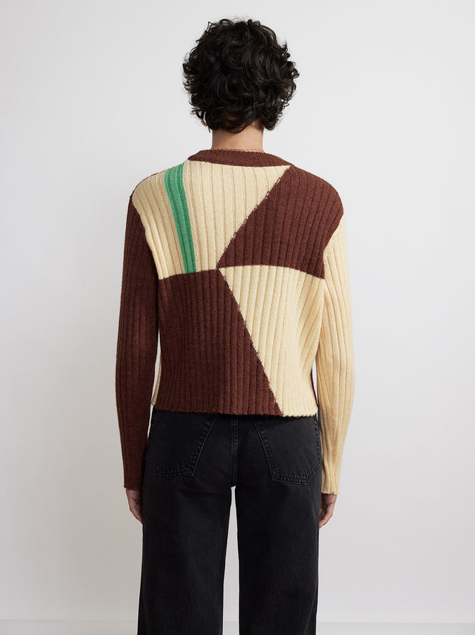 Rory Chocolate Tile Print Sweater by KITRI Studio