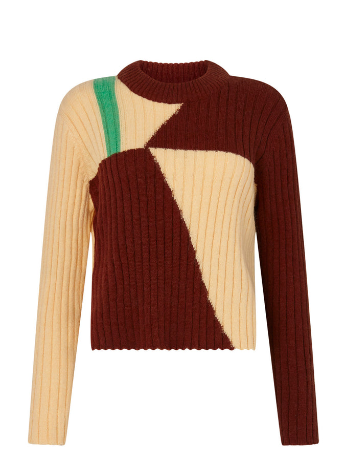 Rory Chocolate Tile Print Sweater by KITRI Studio