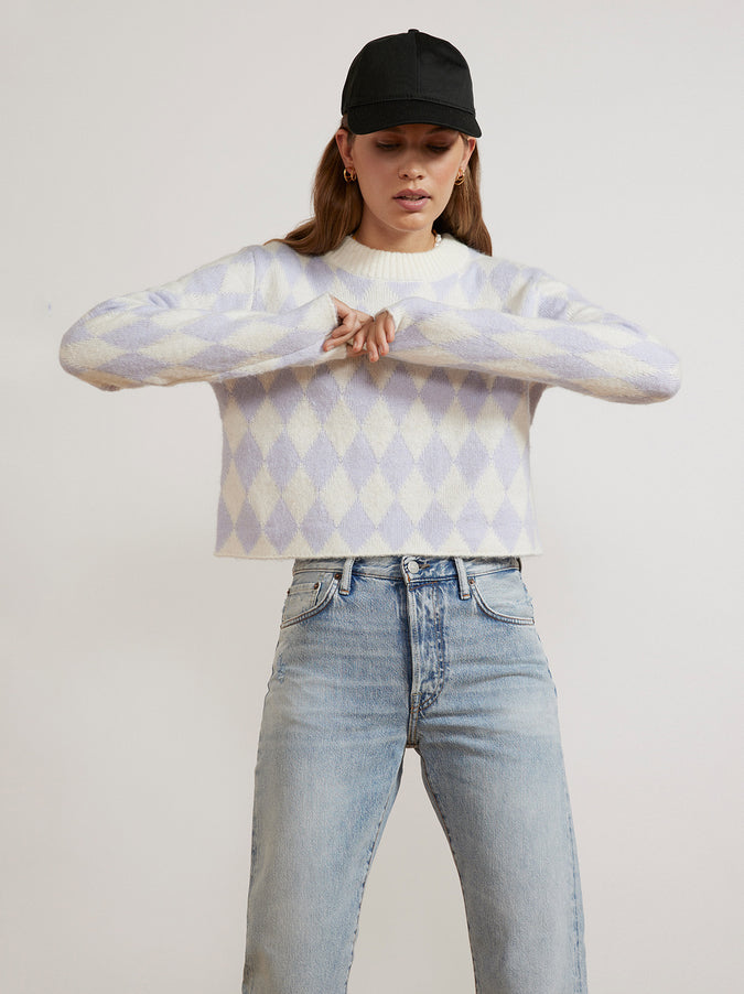Rory Lilac Diamond Checker Sweater