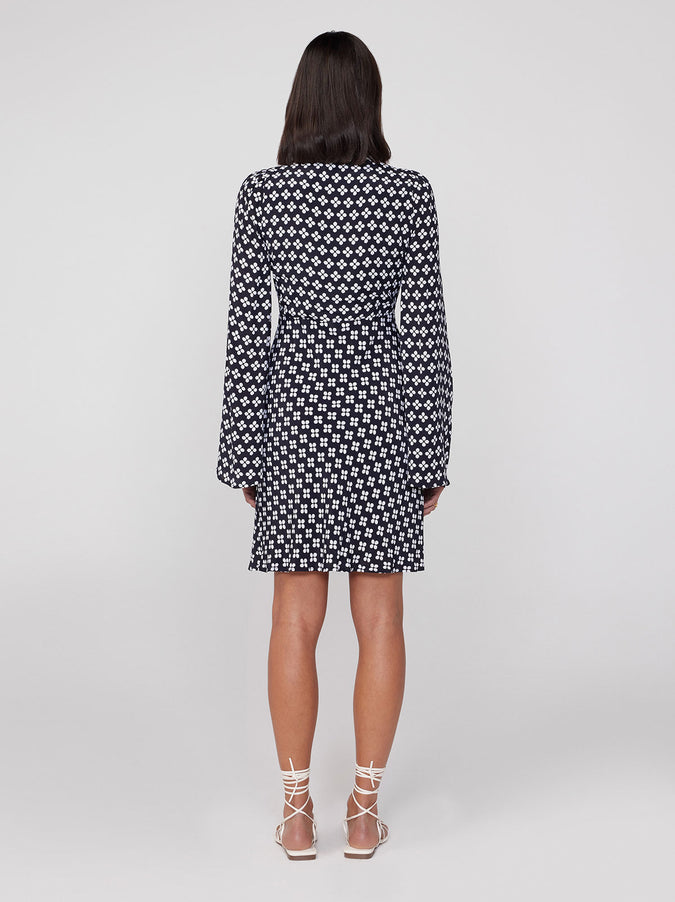 Rosalie Black Polka Floral Mini Dress by KITRI Studio
