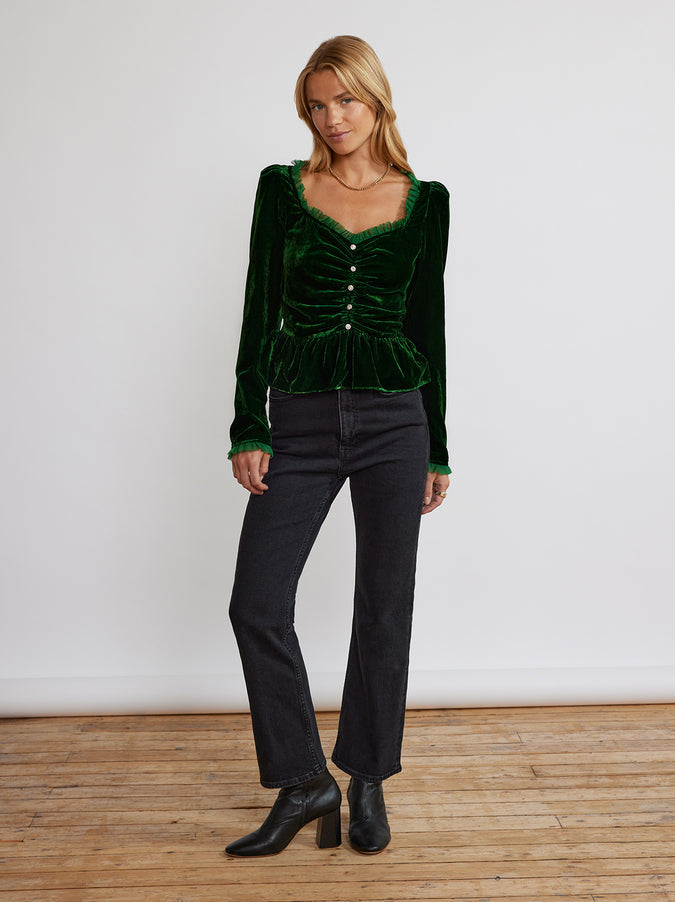 Sabine Green Velvet Top by KITRI Studio
