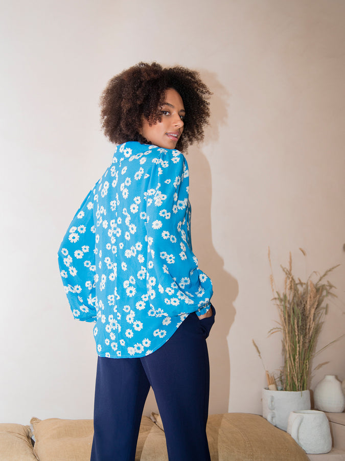 Sadie Blue Daisy Print Top