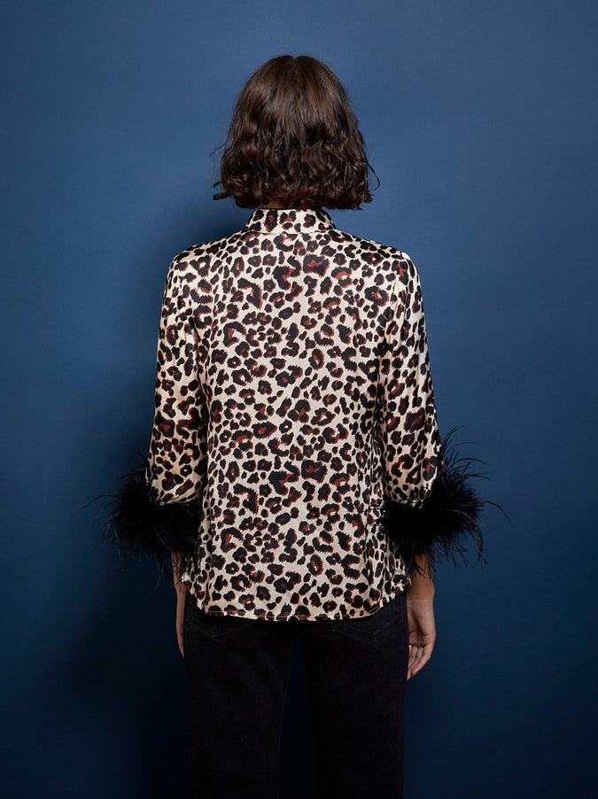 Samira Animal Print Feather Top by KITRI Studio
