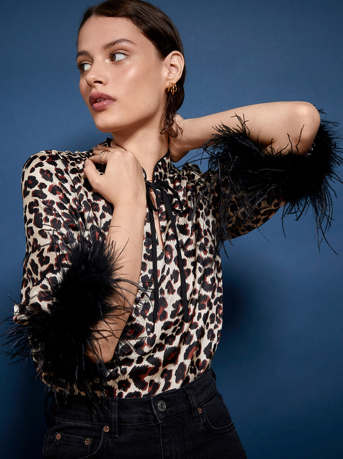 Samira Animal Print Feather Top by KITRI Studio