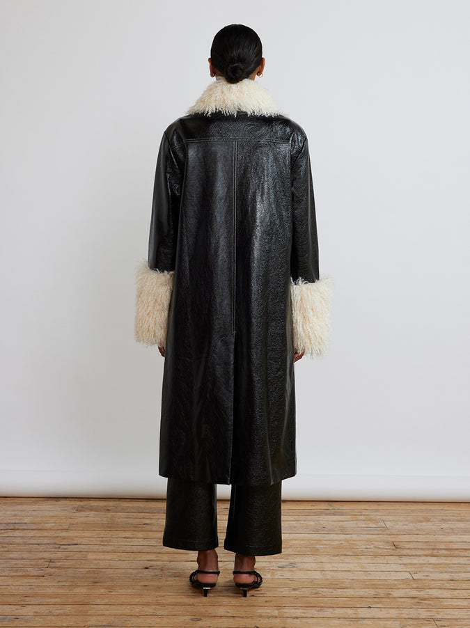 Simone Black Vinyl Coat by KITRI Studio