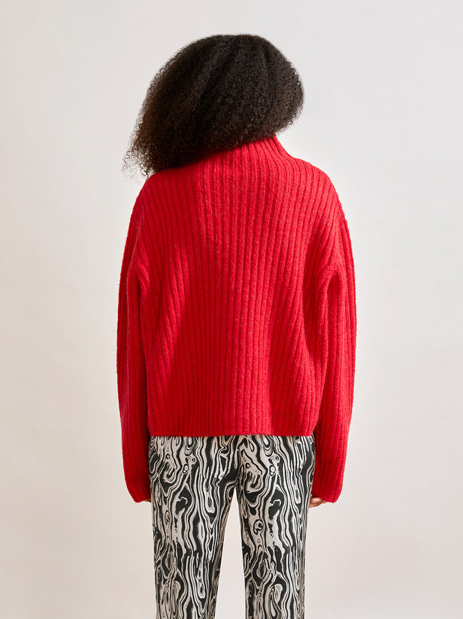 Skye Boxy Red Ribbed Jumper by KITRI Studio