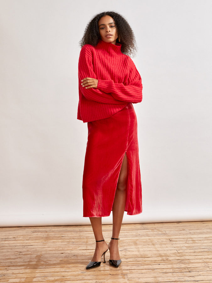 Skye Boxy Red Ribbed Jumper by KITRI Studio