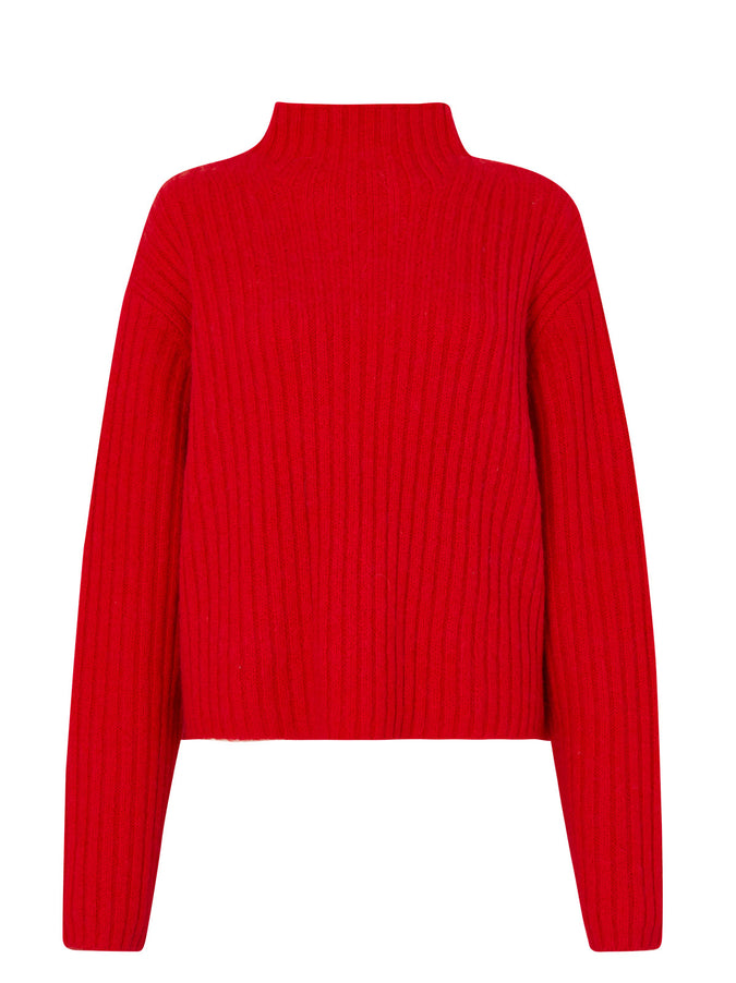 Skye Boxy Red Ribbed Jumper by KITRI Studio