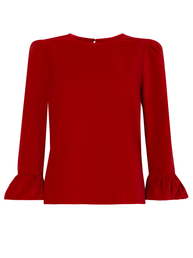 Sofia Red Cotton Velvet Top by KITRI Studio