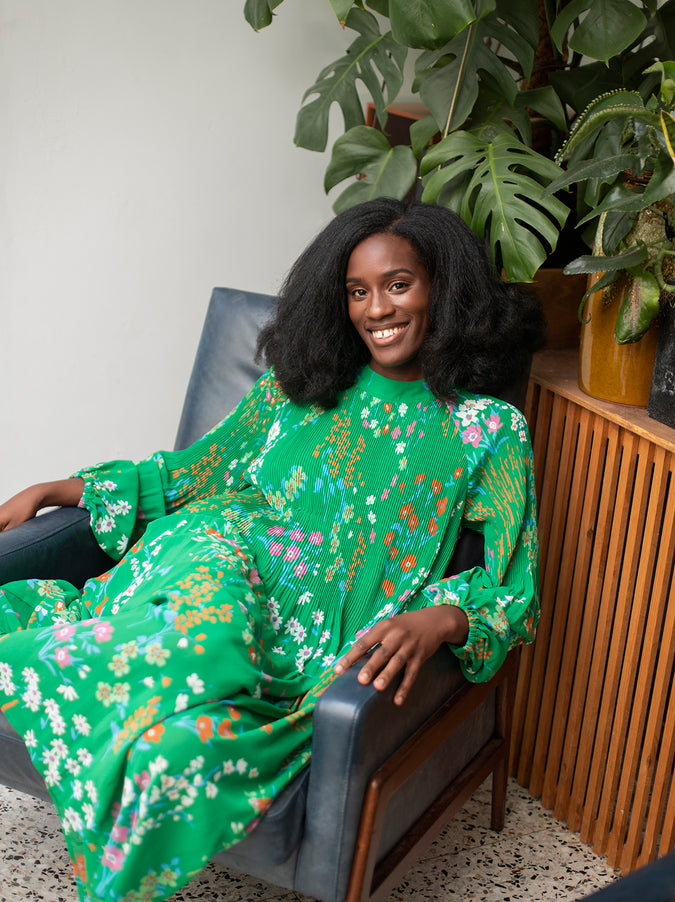 Sofiane Green Floral Print Midi Dress