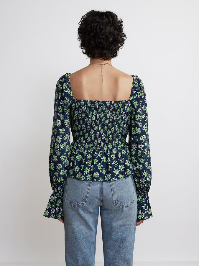 Sonya Blue Painted Floral Top by KITRI Studio