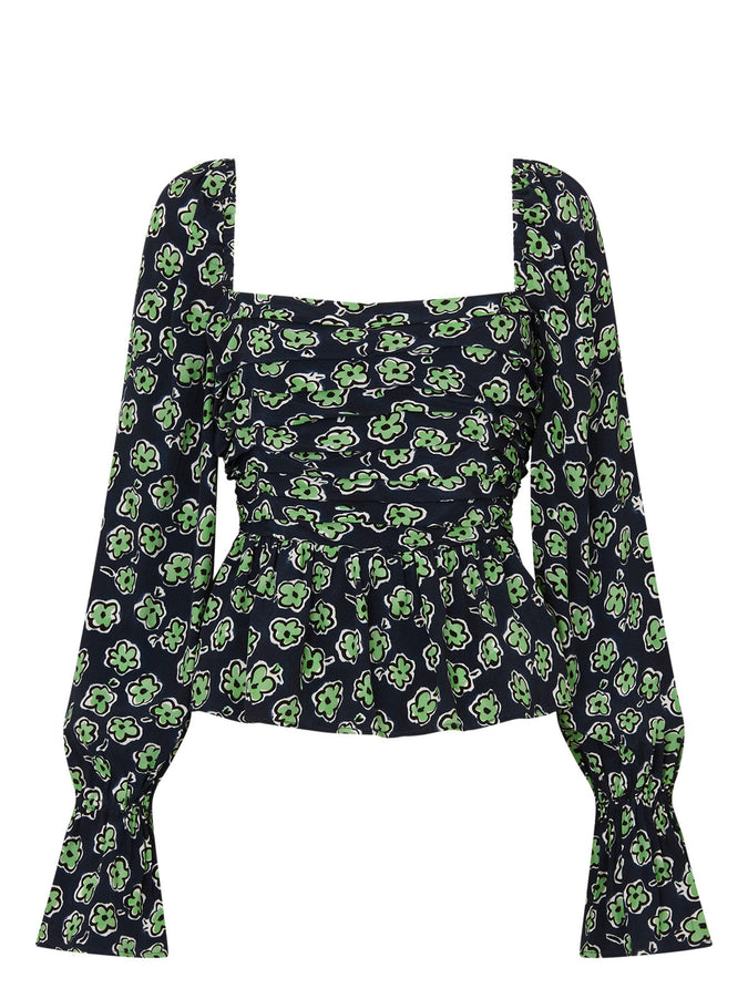 Sonya Blue Painted Floral Top by KITRI Studio