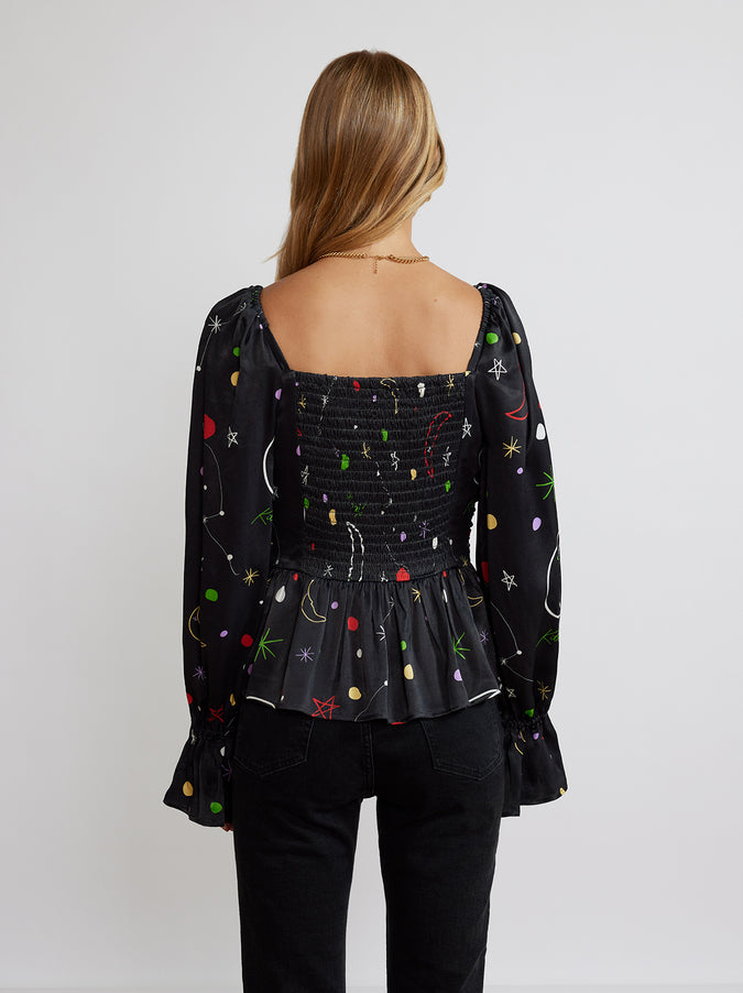 Sonya Moon And Star Satin Top by KITRI Studio