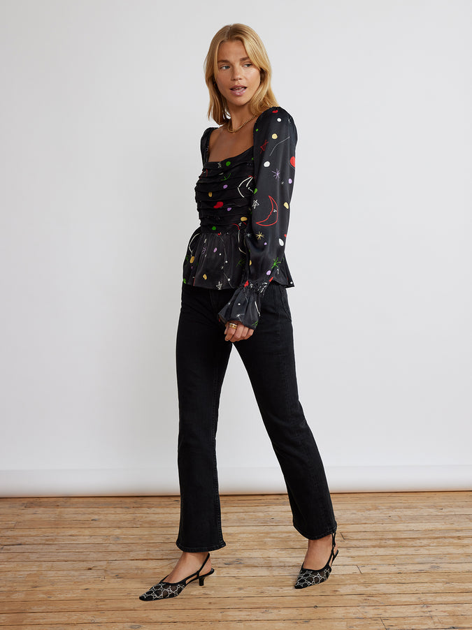 Sonya Moon And Star Satin Top by KITRI Studio