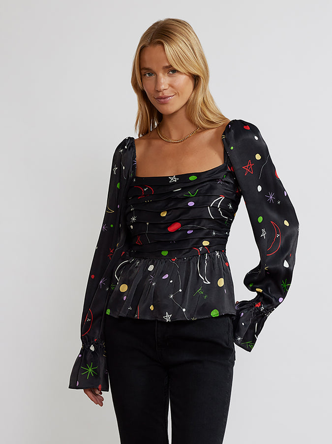Sonya Moon And Star Satin Top by KITRI Studio