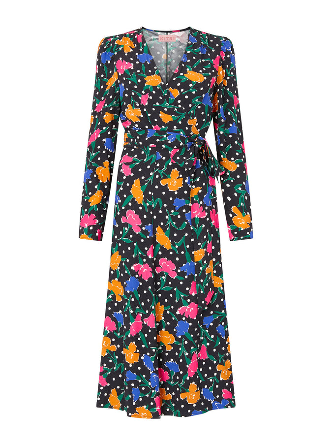Stephanie Floral Polka Dot Wrap Dress