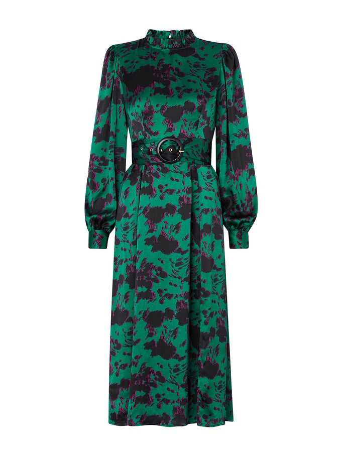 Suzanne Green Cow Print Midi Dress by KITRI Studio