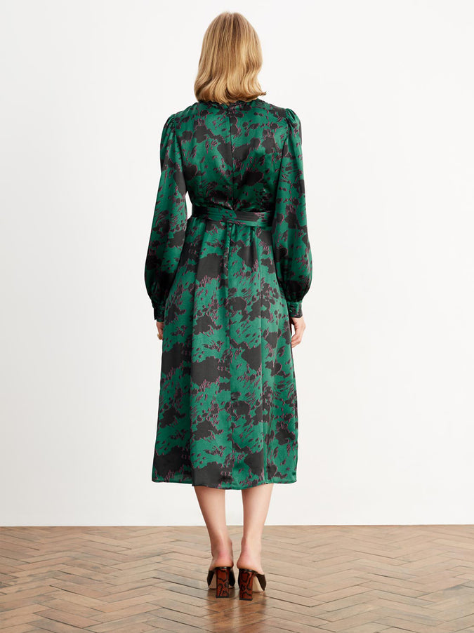 Suzanne Green Cow Print Midi Dress by KITRI Studio
