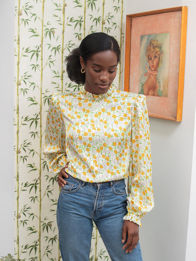 Teresa Cream Peony Print Top