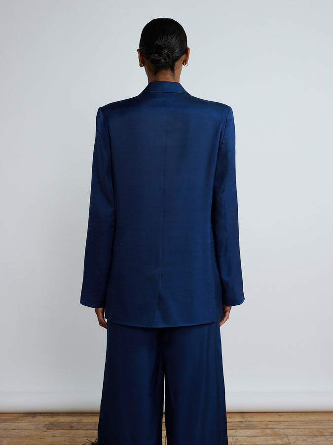 Tessa Navy Satin Blazer by KITRI Studio