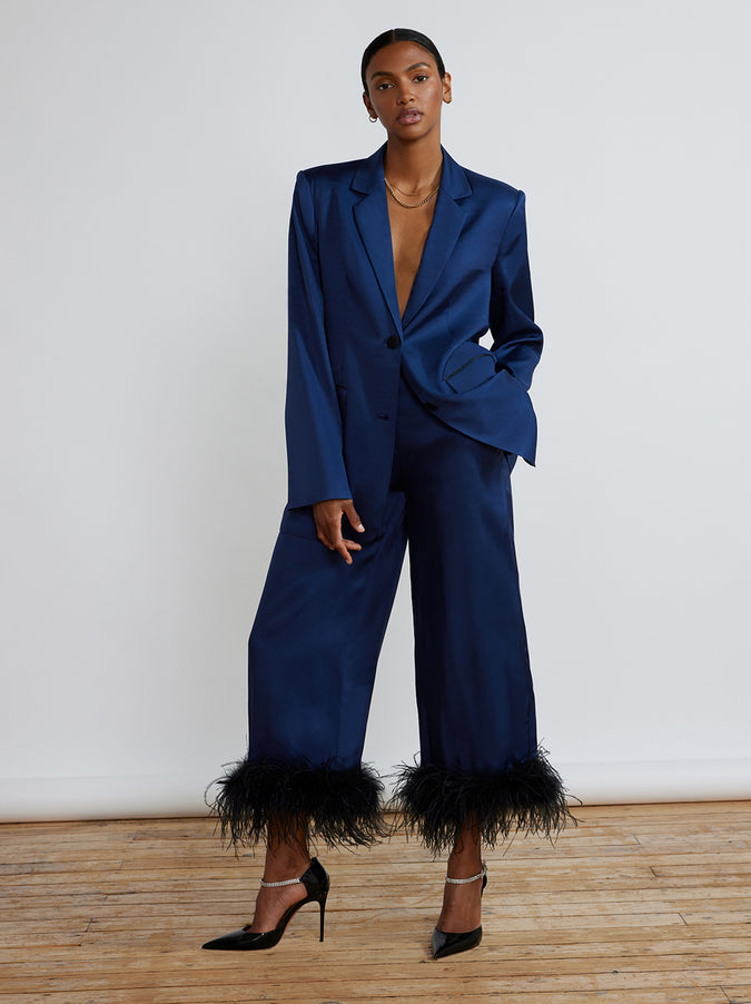 Tessa Navy Satin Blazer by KITRI Studio
