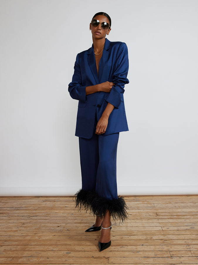 Tessa Navy Satin Blazer by KITRI Studio