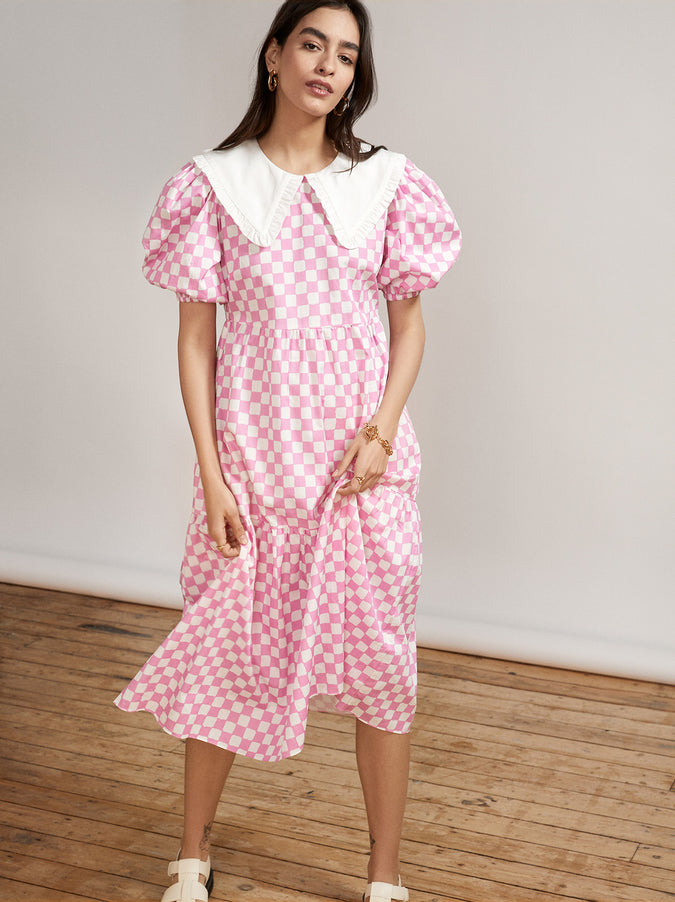Tracy Pink Checker Dress by KITRI Studio