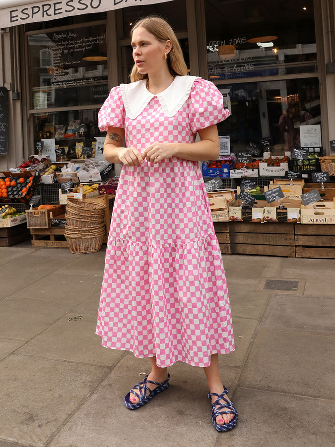 Tracy Pink Checker Dress by KITRI Studio