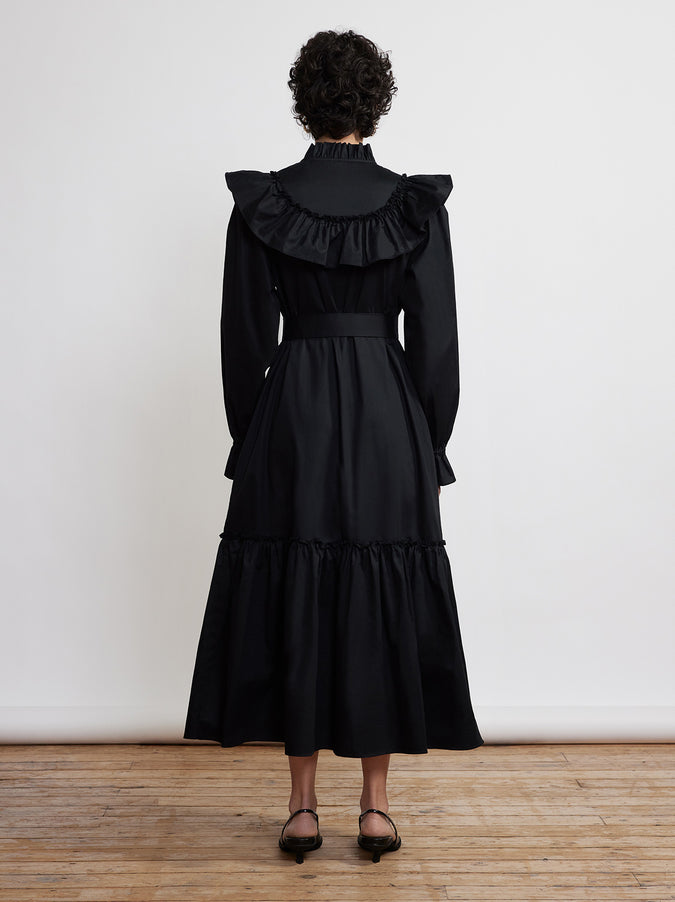 Trista Black Cotton Shirt Dress by KITRI Studio