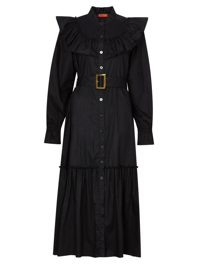 Trista Black Cotton Shirt Dress