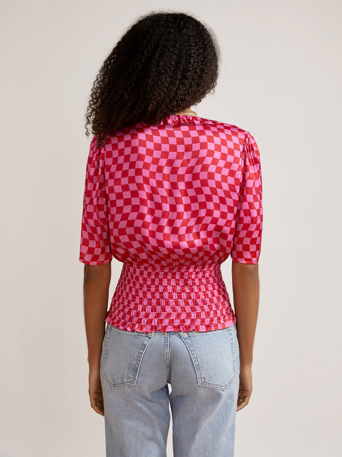 Valerie Pink Checker Top by KITRI Studio