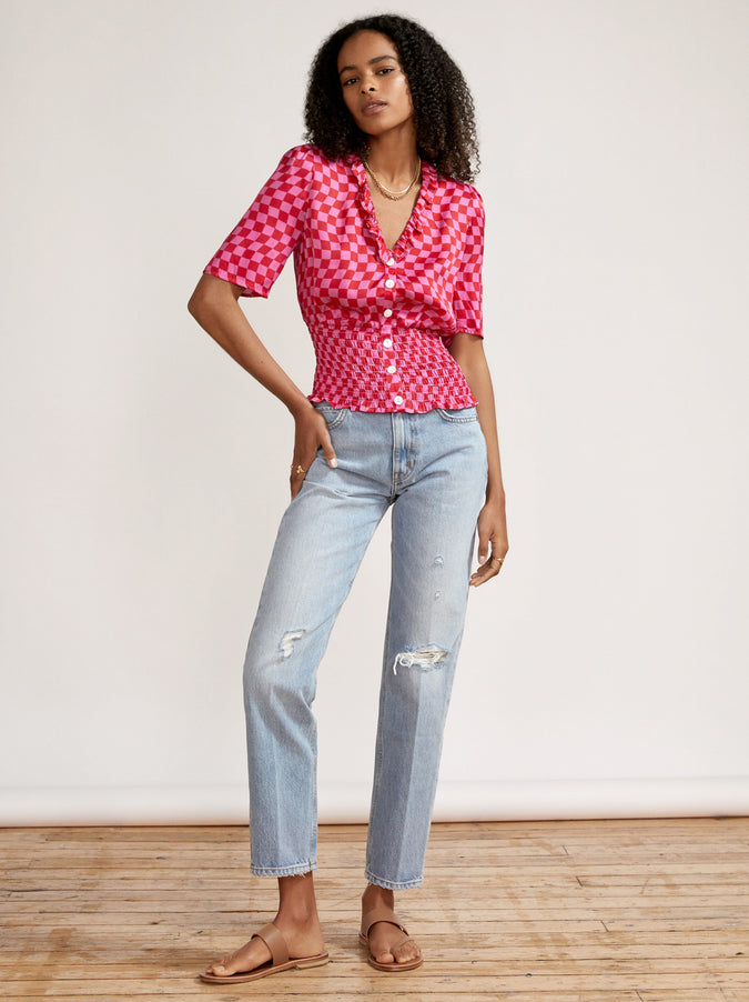 Valerie Pink Checker Top by KITRI Studio
