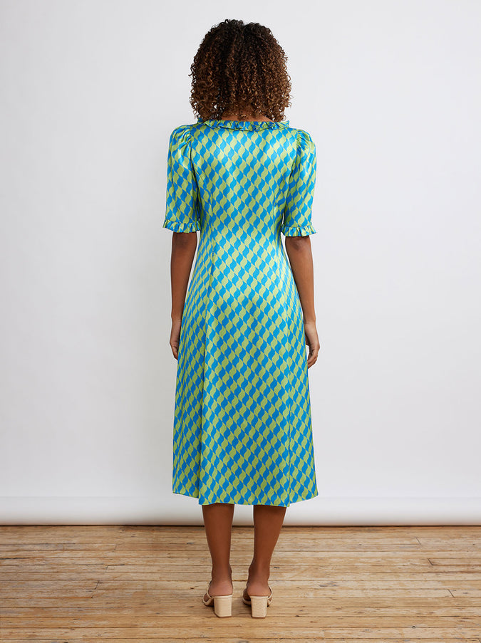 Violet Green Wavy Tile Tea Dress by KITRI Studio