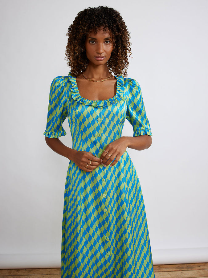 Violet Green Wavy Tile Tea Dress by KITRI Studio