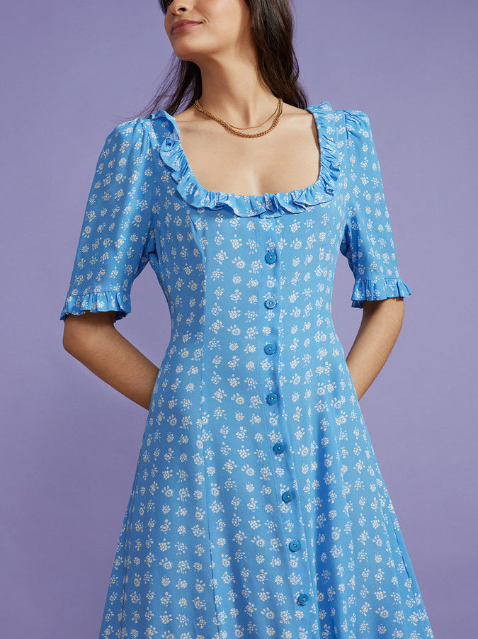 Violette Blue Floral Tea Dress