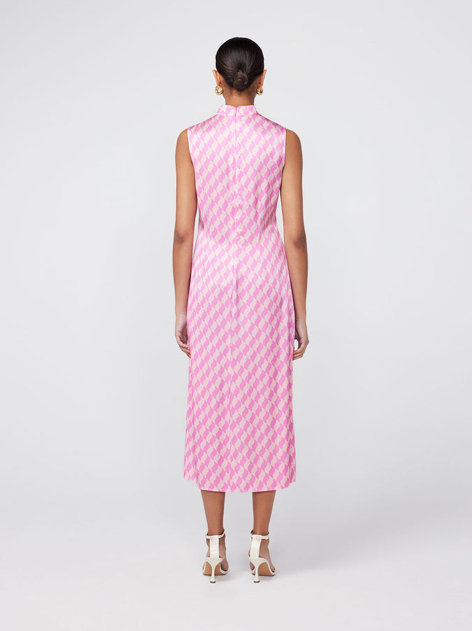 Virginia Pink Wavy Tile Midi Dress by KITRI Studio