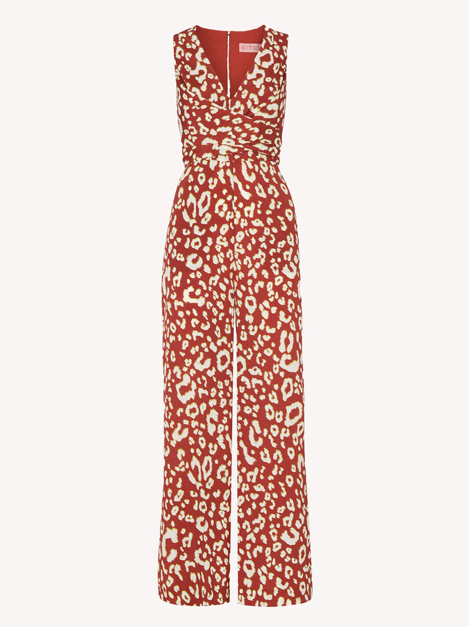 Wayne Animal Print Wrap Jumpsuit by KITRI Studio