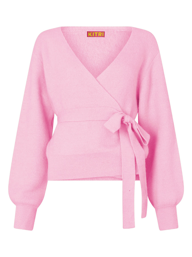 Wendy Pink Alpaca Blend Wrap Cardigan by KITRI Studio