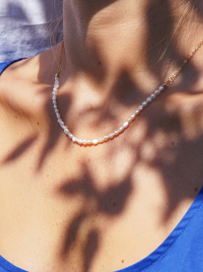 Gold and Pearl Necklace Set