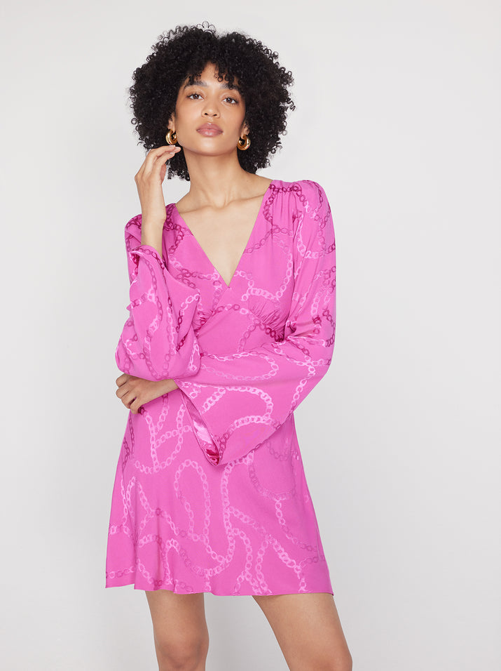 Rosalie Pink Chain Jaquard Mini Dress