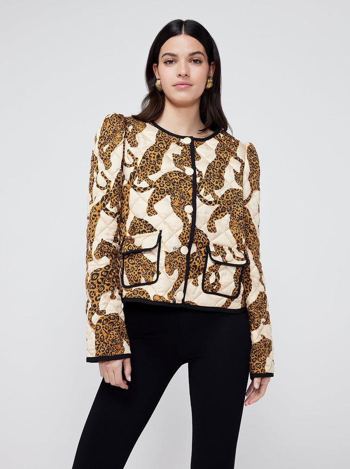 Maude Leopards Print Quilted Jacket