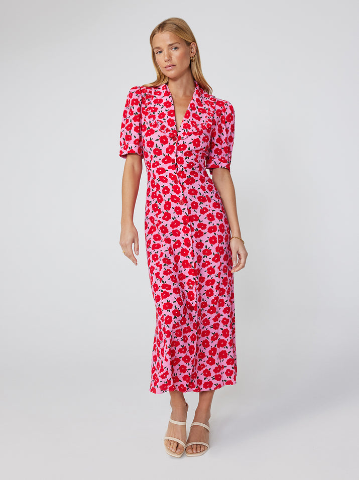 Bethany Pink Floral Tea Dress by KITRI Studio