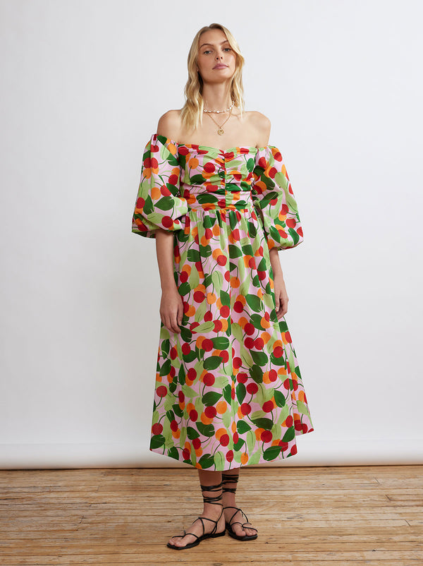 Alexis Multi Cherry Bardot Dress by KITRI Studio