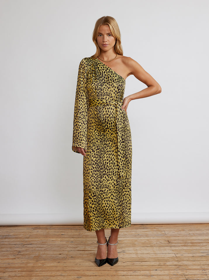  Amber Cheetah Print One Shoulder Dress by KITRI Studio