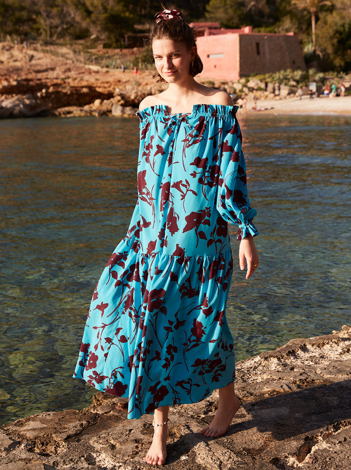 Anamaria Printed Bardot Maxi Dress by KITRI Studio