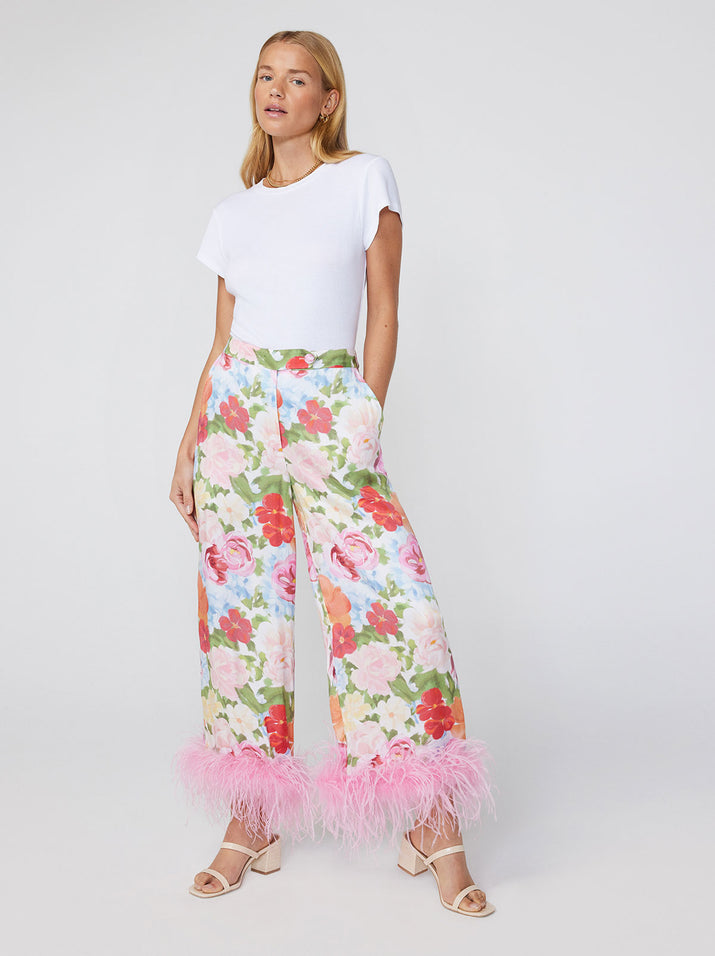 Apollo Painted Floral Feather Trousers